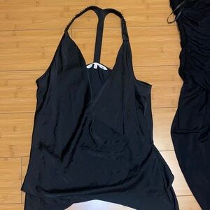 Satin silky, elegant top with rhinestones